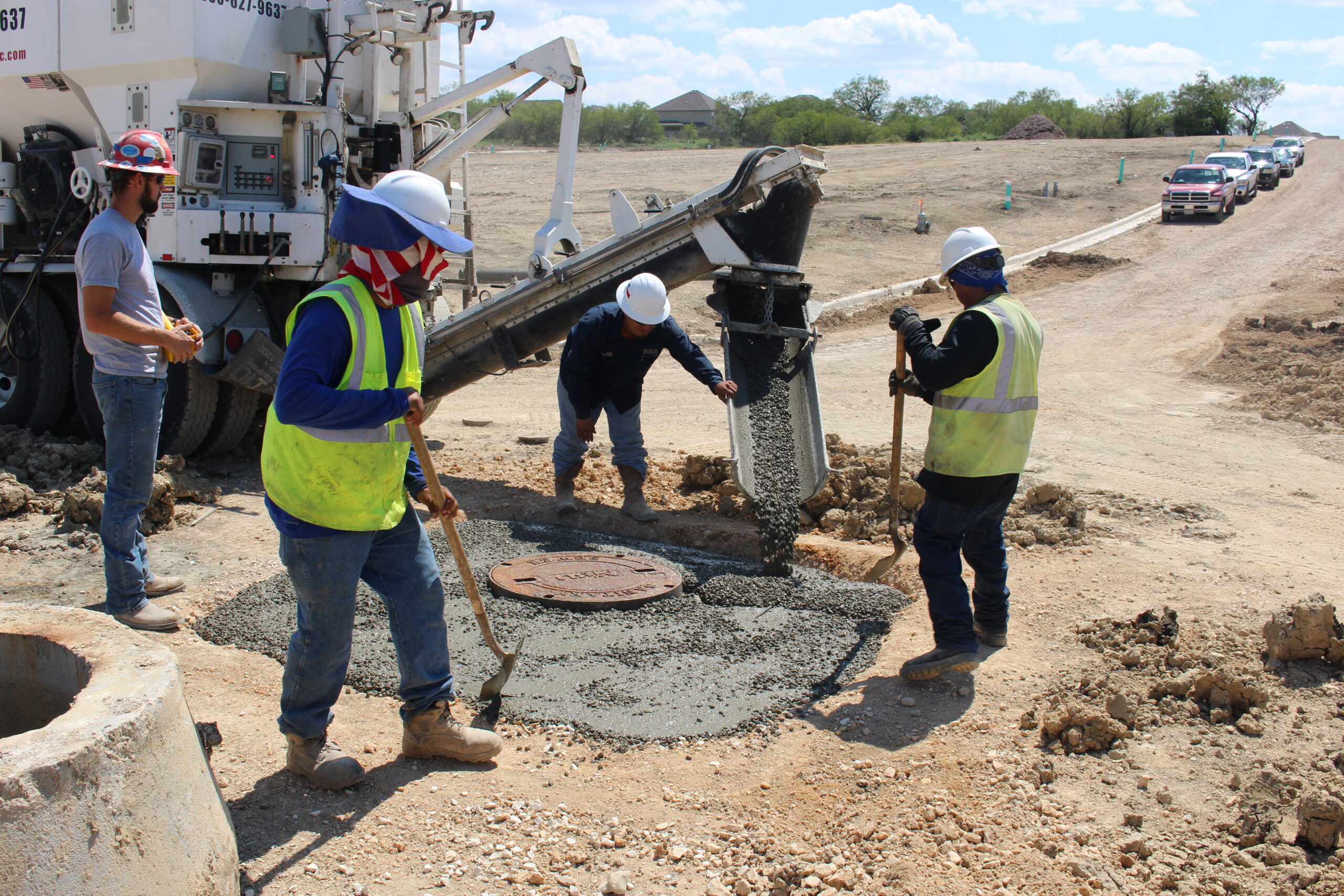 Concrete manhole pour